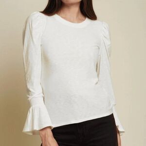 Nation LTD Size M Medium Penny Flounce Cuff Tee Shirt Top White Bell Sleeve